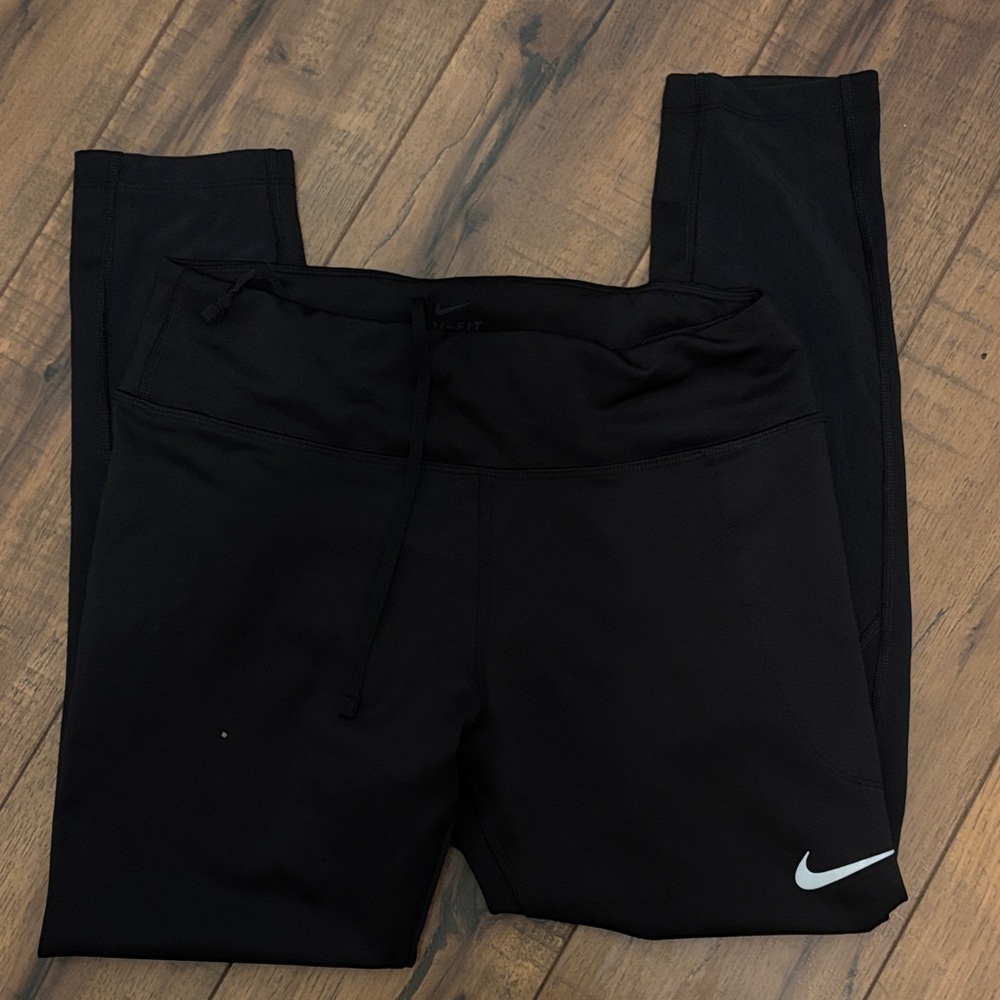 Nike Women's Black Leggings with White Swoosh